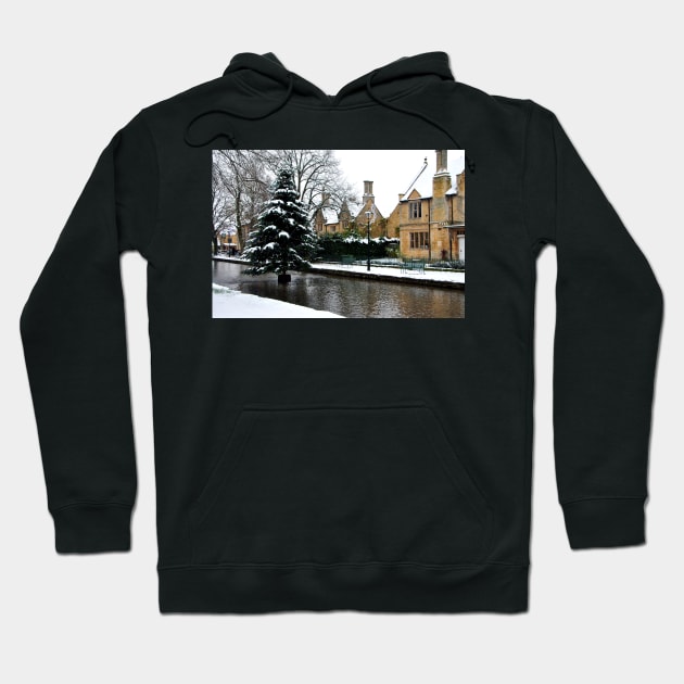 Bourton on the Water Christmas Tree Cotswolds Hoodie by Andy Evans Photos